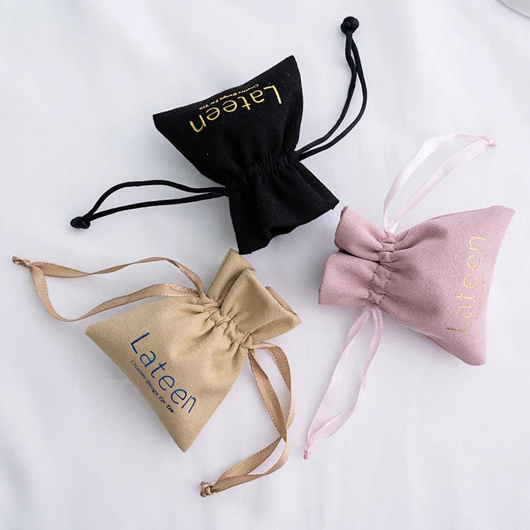 Wholesale Drawstring Jewellery Microfiber Bag Jewelry Packaging Pouch Gift Jewelry Custom logo Jewelry Storage Bag