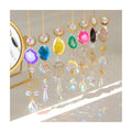 Natural Agate Slice Stone Pendant Sun Cather Hanging Faux Crystals Rainbow Window Prism Witch Suncatcher Windchime Wall Decor