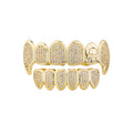 Luxury Iced Out Micro Pave Zircon Grillz Top Bottom Set Gold Plated Skull Teeth Grills for Men Rapper Hip Hop