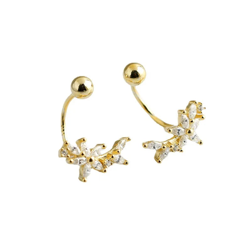 Wholesale Fine Jewelry Flower Style Zircon Pendant Earrings Jewelry 925 Sterling Silver Huggies Earrings