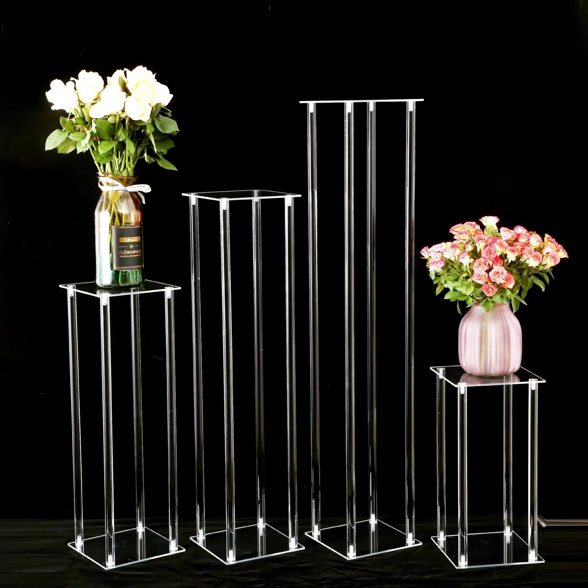 KE-FS01 Wholesale Acrylic Wedding Flower Stand Clear Display Stand Table Centerpiece Acrylic Flower Stands for Event Party Decor