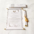 2026 Newest DIY Craft Royal White and Gold African Paper Scrolls With Boxes Luxury Wedding Scroll Invitations