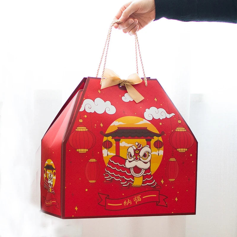 New Universal Chinese New Year Baking Packaging Gift Box with Recycled Materials Coated Paper Folders Matt Lamination UV Coating