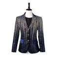 10% OFF S-4XL Men's Gradient Blue Sequin Lapel Lapel Casual Blazer DJ Singer Sparkling Coat Prom Dress