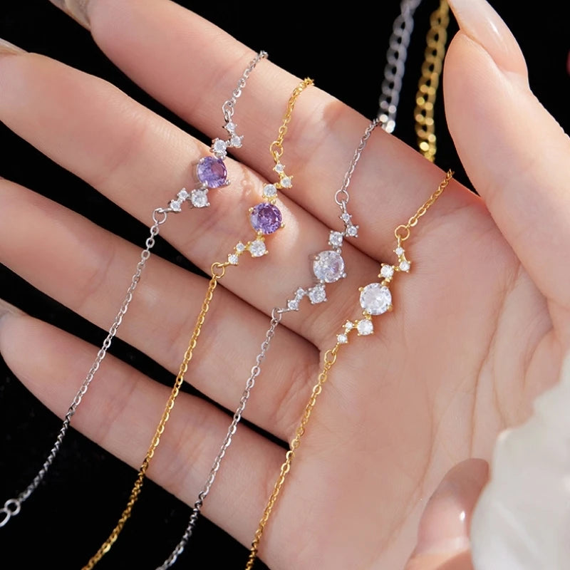 Fashion Jewelry 925 Silver Bracelet for Women Gold Plated Sterling Silver constellation Zircon Versatile Chain Bracelet Jewelry