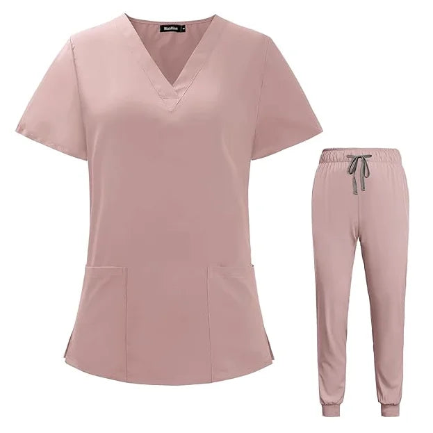 72% Polyester 21% Viscose 7% Spandex 200G Nursing Uniform Top & Jogger Pants Dental Premium Hospital Doctor Uniform