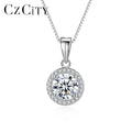CZCITY Round Disc Necklace Sterling Silver Chain Diamond Custom Charm Designer New VVS Moissanite Pendant
