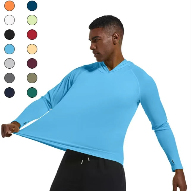 UV Protection Summer Sun Protective Clothing Slim Hooded Design 100% Polyester UPF50+ Solid Woven Fabric for Outdoor Hiking