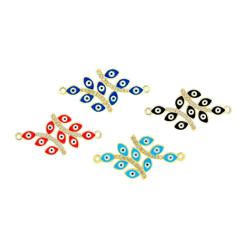 Factory Direct Wholesale Copper Micro-inlaid Zircon Diy Enamel Evil Eye Leaves Hand Brand Bracelet Jewelry Accessories