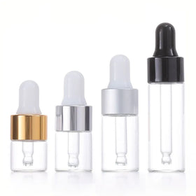 Factory 1ml 2ml 3ml 5ml Clear Mini Trial Sample Essential Oil Glass Dropper Bottle