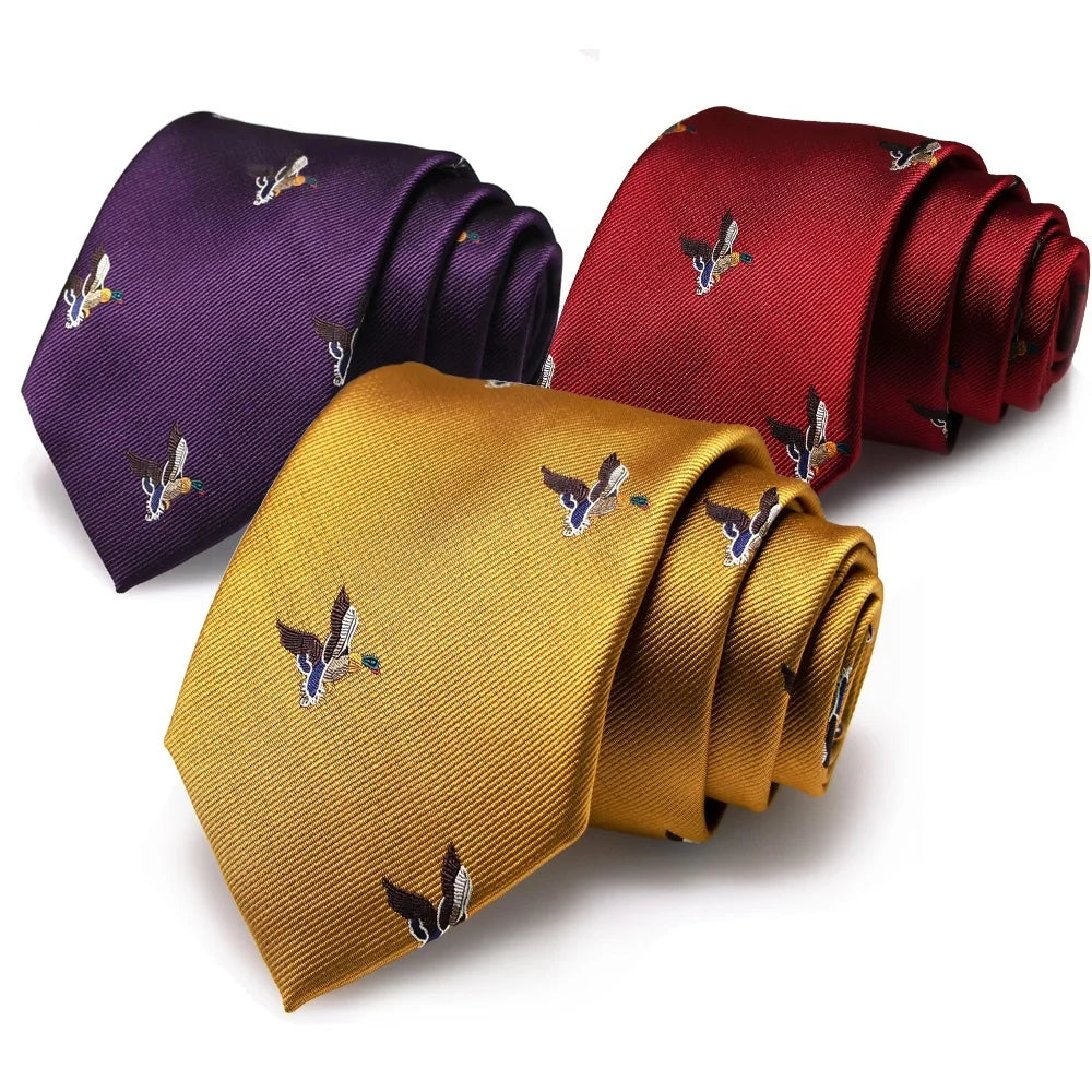 Italian Men's Gold Purple Red Embroidered Animal Tie Bird Business Ties Woven Jacquard Neckties Paisley Striped Pattern