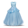 European and American Top Picks Girls Dress 120-170 Flower Gauze Princess Dress Fancy Style Long Wedding Dress