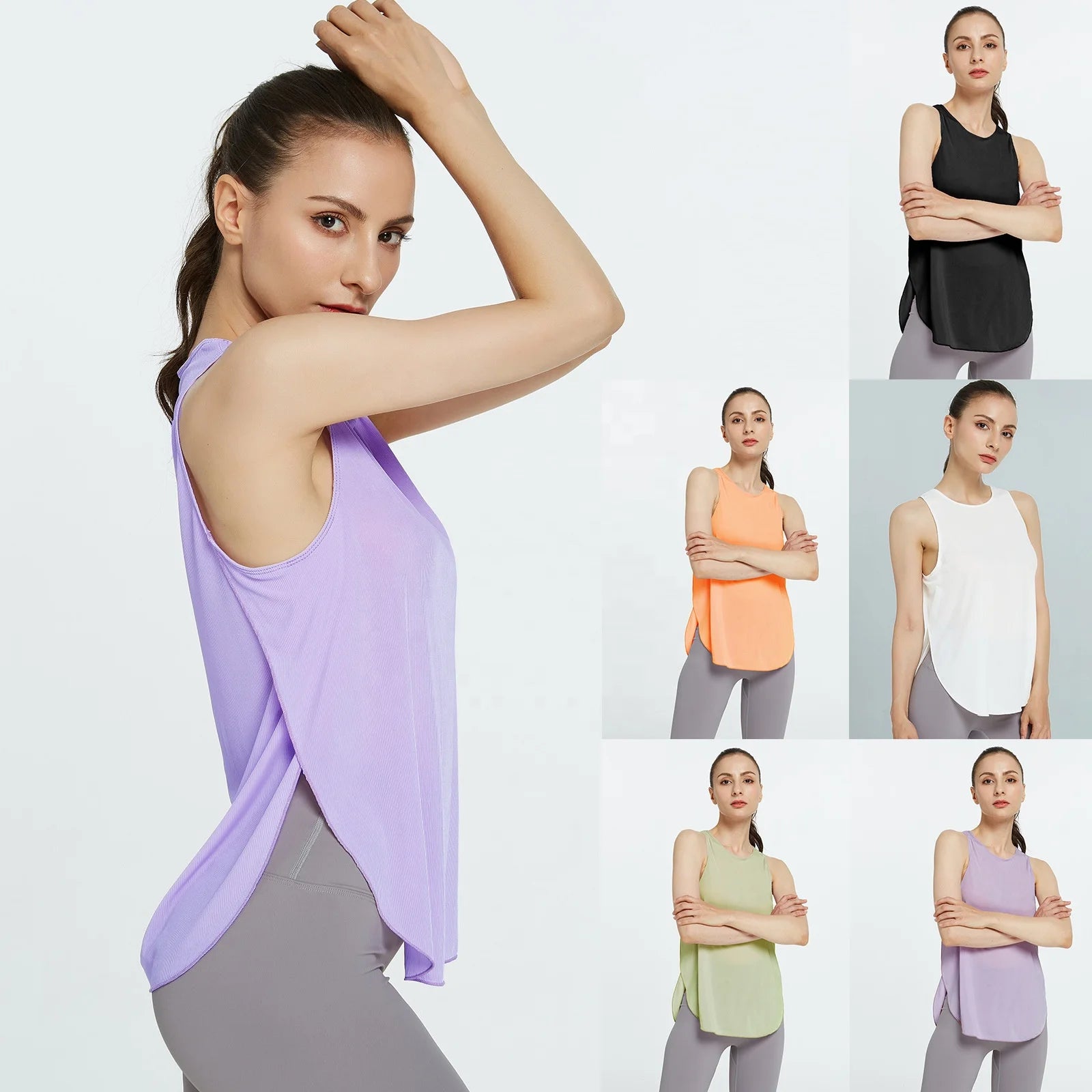 New Fashion Women Sleeveless Solid Loose Yoga Quick Dry Vest Breathable tank Top Fitness Sport Vests