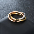 Fashion Non Tarnish Stainless Steel Three-Ring Circle Triple Interlocked Rings Jewelry for Women