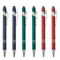 Custom Logo Rubberized Metal Ballpoint Pen with Touch Stylus Business Gift Soft Cover Aluminum Pen
