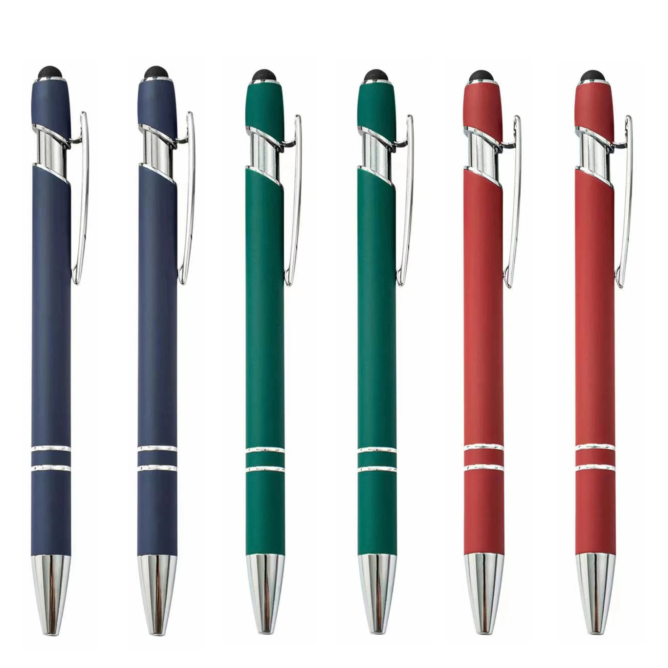 Custom Logo Rubberized Metal Ballpoint Pen with Touch Stylus Business Gift Soft Cover Aluminum Pen