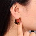 New Unique Square Gold Hoop Stainless Steel Gold-plated Jewelry Open Huggie Stud Earrings for Women Tarnish Free
