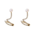 S925 Silver Needle Pearl Inlaid Diamond Wavy Fashion Stud Earrings Wholesale Ear Cuff Wedding Engagement Jewelry