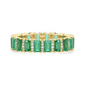 LOZRUNVE 925 Sterling Silver Gold Filled Emerald Baguette Diamond CZ Eternity Ring Women