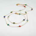 S11171 18k Gold Plated Rainbow Glaze Evil Eyes Charms and Pearl Beaded Necklace Bracelet Jewelry Sets
