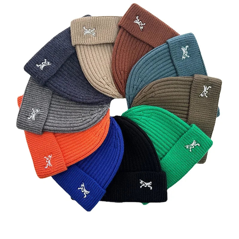 3D Embroidered Ski Knit Hat ICON Unisex Winter Hat Warm Loose Beanies Knitted Skull Hat