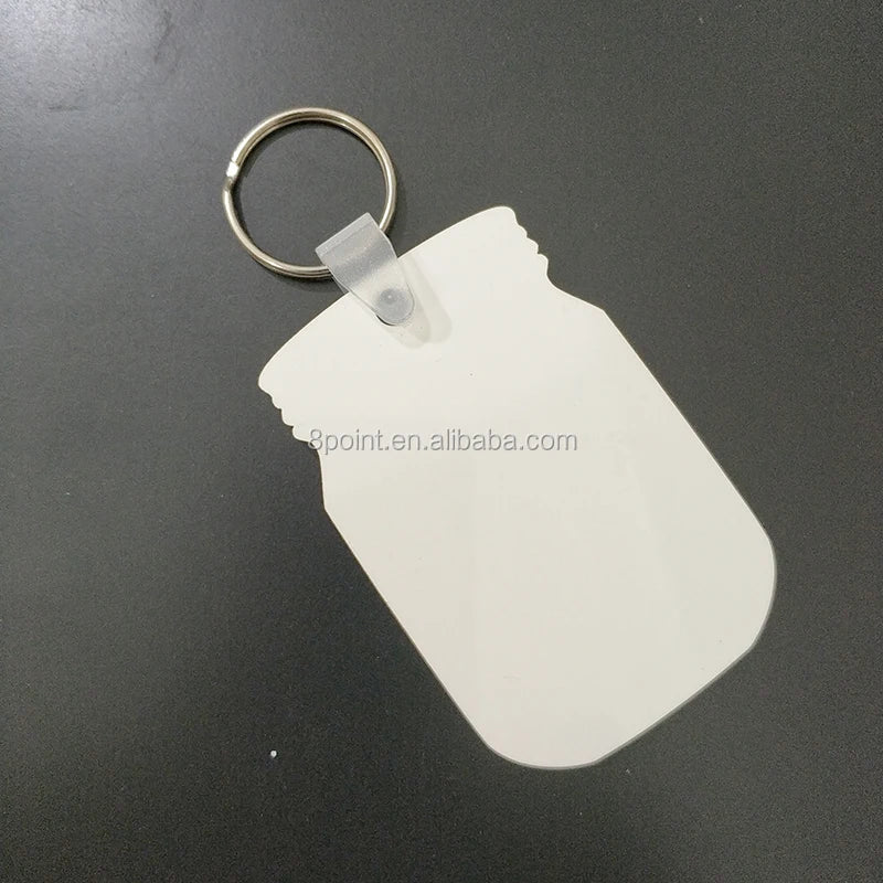 Double Sided Mason Jars Keychain Blank Sublimation Key Ring 2021 New Trends Product