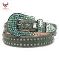 New Original Style Factory  Western Cowboy Bling Bling Studded Leather Buckle Sunshine Rhinestones BB Simon Belt