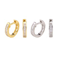 Luxury Women Jewelry baguette Cz Zircon Silver Hoop Earrings 925 Sterling