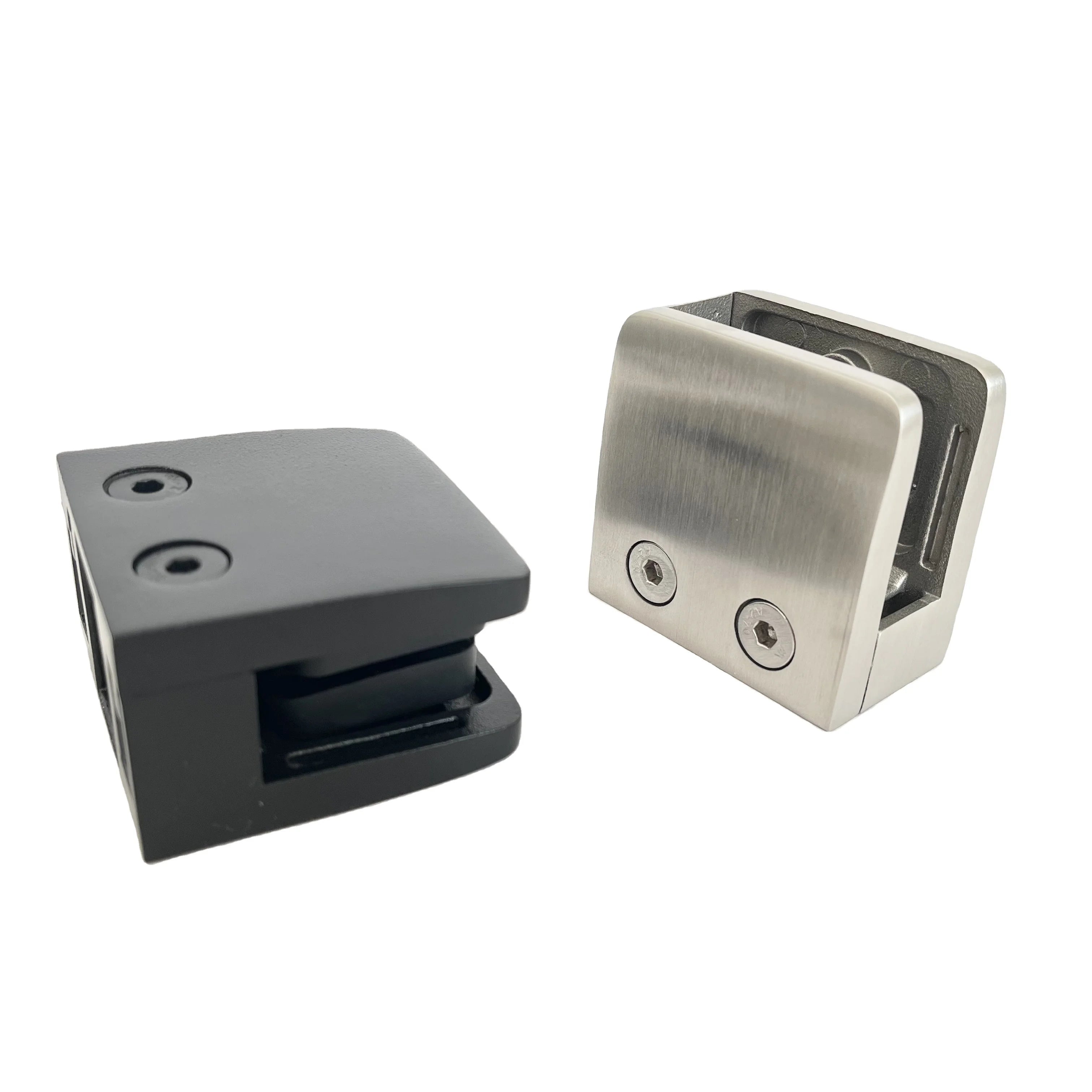 Black Heavy Duty Square 8~12mm Glass Fence Bracket Clamp Outdoor Stairs Balustrade Railing Fitting Glass Clamps