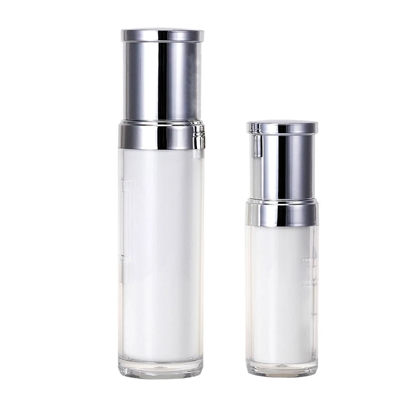 Stock Customizable Eco-friendly Acrylic Vacuum Cosmetic Bottles Screen Printing for Skin Care Packaging Face Masks Serums