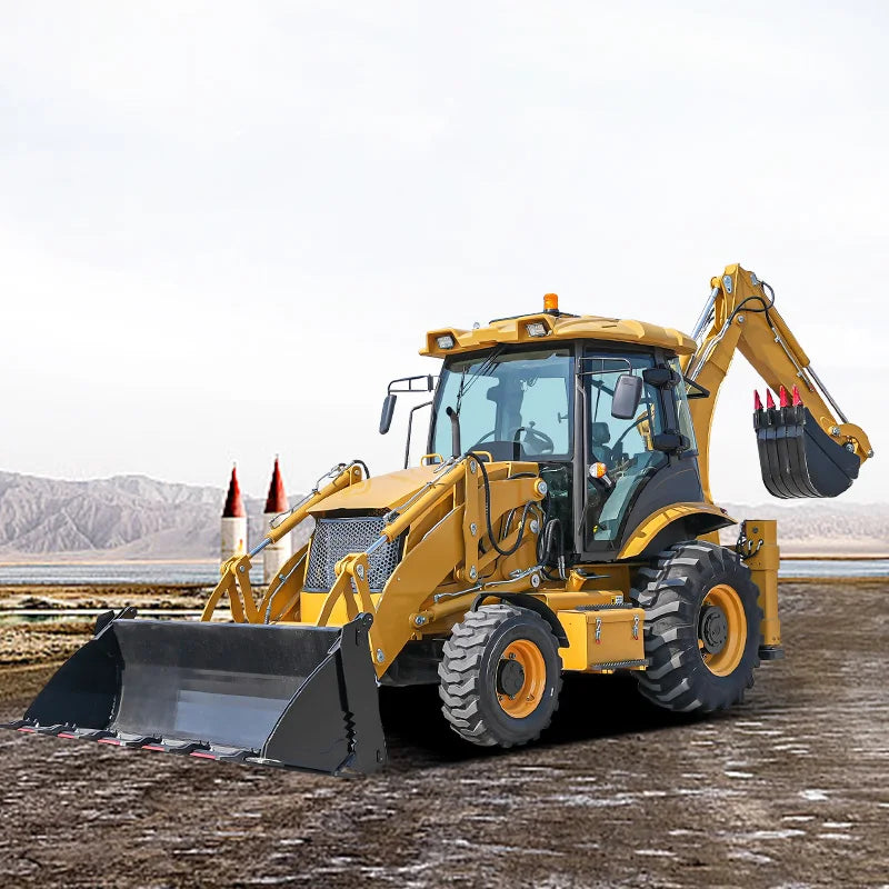High Output Diesel 4x4 Mini Backhoe Loader CE EPA Euro 5 PLC Gearbox Hydraulic Pump