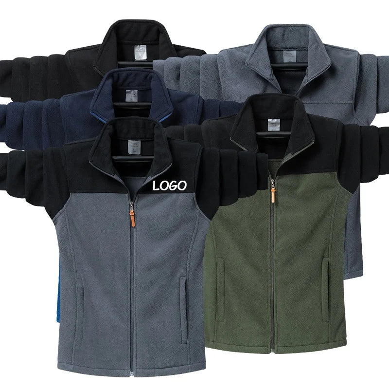 Zip up Fleece Jacket Coat Winter Plus Size Outdoor Oversized Windproof Spring Jacket for Men Polar Fleece Jacket Unisex Man