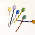 Factory Direct Creative Milk Dessert Color Garden Glass Wavy Shape Spoon Lovely Long Wavy Handle Coffee Stir Twist Spoon