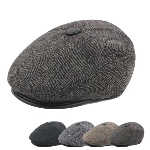 Cheap Price Tweed Plaid Cotton Old Man Dad Newsboy Hat Ivy Cap With Earflap Men Ivy Hat