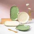 Luxury Matte Ceramic Dinnerware Set Handpainted Gold Rim Color Enamel Glaze Irregular Shape Porcelain Plate With Double Ear