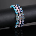 Vintage Handmade Acrylic Devil Eyes Beaded Bracelet Hamsa Hand Charm Blue Resin Evil Eyes Beads Bracelet