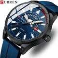 For CURREN Luxury Men's Sport Watch 8421 Top New Waterproof Business Calendar Quartz Wristwatch with Black Rubber Yellow Band