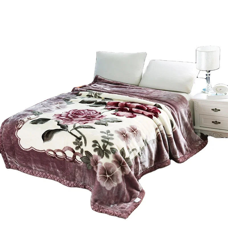 Thickened Raschel Blanket Winter Double Wedding Fleece Blanket