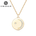 925 Sterling Silver Necklace Round Cut 1.3mm&1.5mm Moissanite Star Moon Round Pendant Necklaces for Women