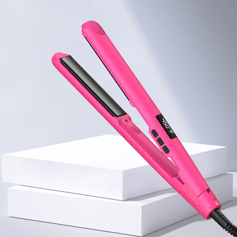 SMET Custom Hair Straightener Flat Iron Best Professional Electric with LCD Display Titanium Negative Ion Function Private Label