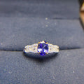 Classic Oval Cut 925 Sterling Silver White Gold Natural Tanzanite Engagement Rings for Women Wedding & Party Prong Setting