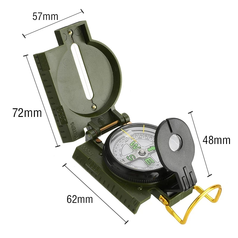 Jaxy Portable Compass Outdoor Camping Folding Len Compass Green Hiking Survival Trip Precise Navigation Expedition Tool