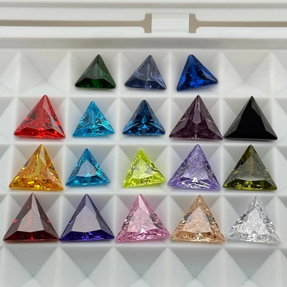 Triangle Shape 3x3mm to 12x12mm Mixed Colors Synthetic Cubic Zircon Stone 5A CZ Gemstones