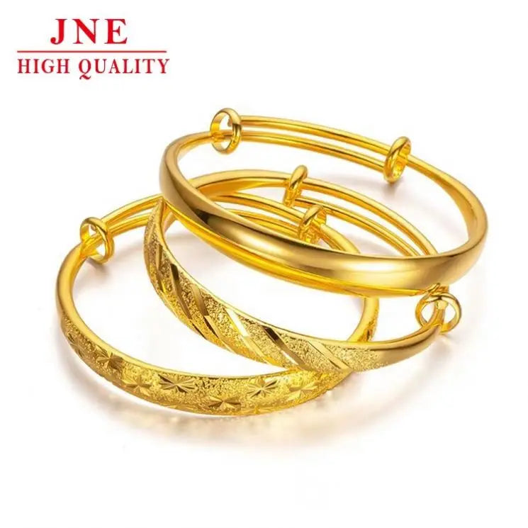 Vietnam Gold Thick Meteor Shower Starry Glossy Wide Version Push-Pull 10N Opening Bracelet Jewelry Wholesale