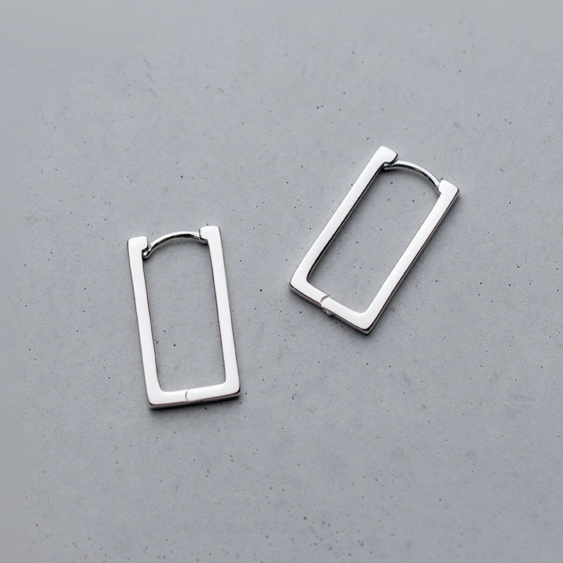 Geometric Square Shape Ear Ring Earings 925 Sterling Silver Hoops Earrings Fashion Jewelry for Women