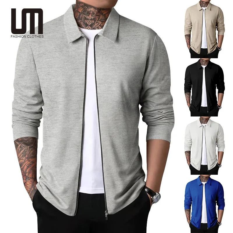 Autumn Fashion Men's Casual Zipper Outerwear Jackets Clearance Sales Solid Color Coat