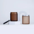 250ml Nordic Empty Round Bottom Frosted Amber Glass Candle Jar for Candle with Metal Lid