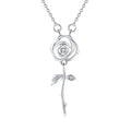 Vintage Romantic Women Choker Necklace 925 Sterling Silver Rhodium Plated Rose Flower Pendant Necklace