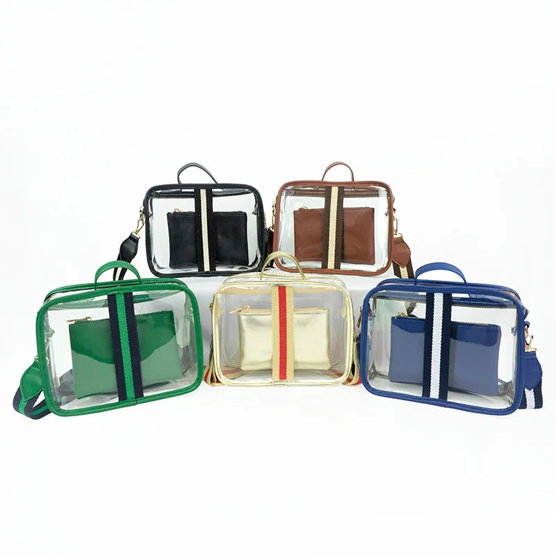 Wholesale Women clear Tote Bag Big Totes Women Handbags Plastic Bags Transparent Shopping clear Crossbody Bag