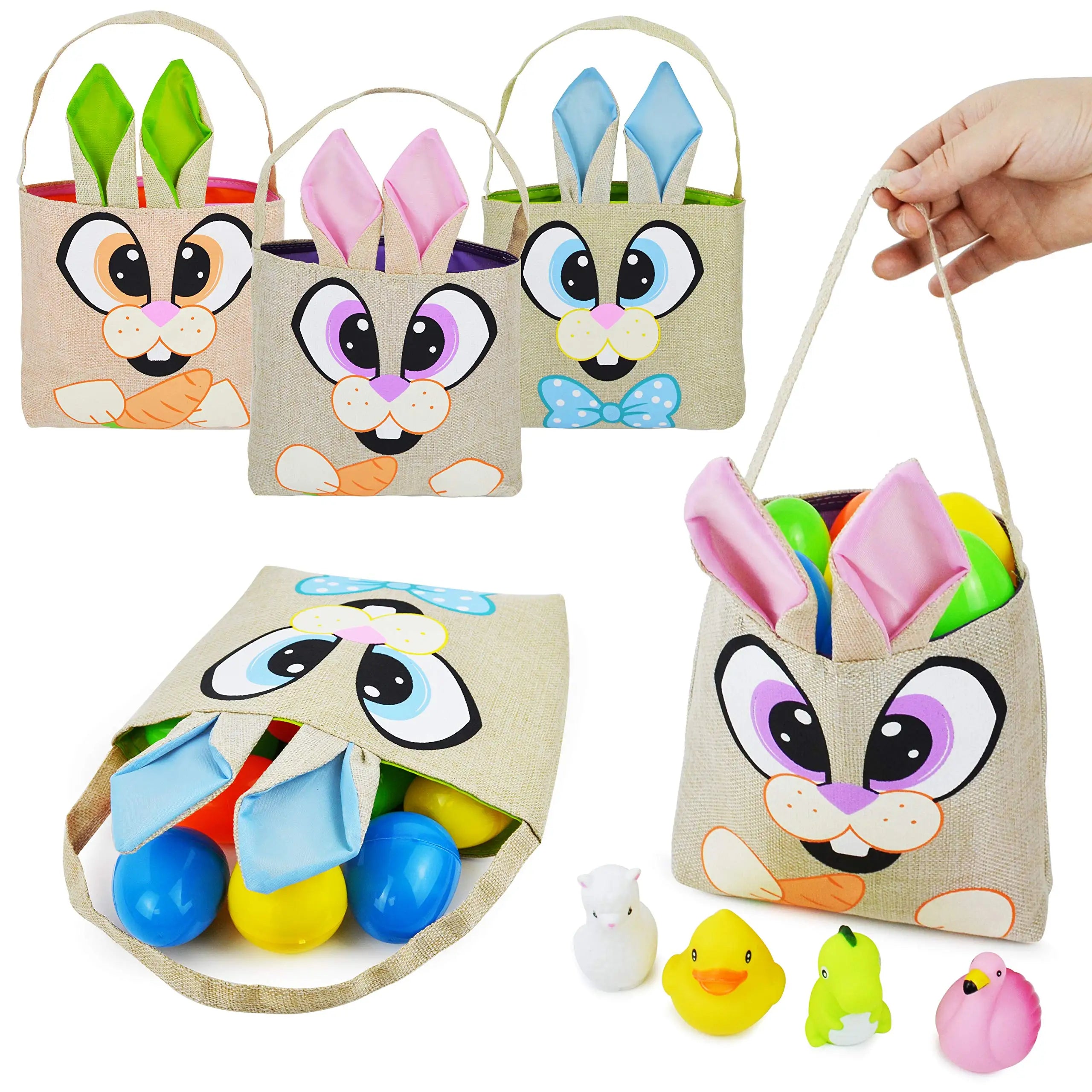 2025 Luxury Small Tote Easter Gift Bag with Handles Sublimation Jute Easter Basket for Kids Party Candy Egg Goodie Bags